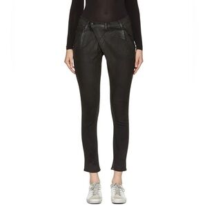 R13 Women’s X Over Slim Jeans in Waxed Black Size 25 Gothic Denim Crossover